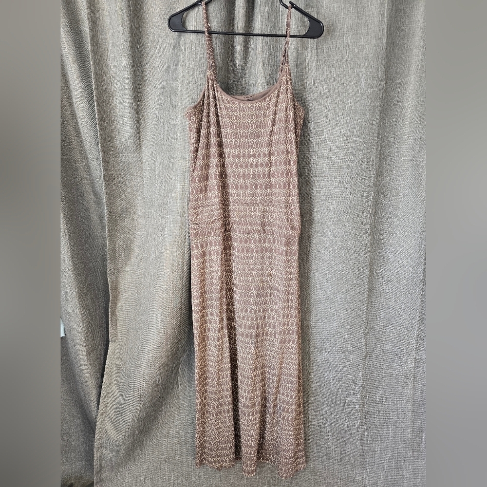 Toad & Co Long Island Organic Cotton Tencel Maxi Dress Brown L Spaghetti Strap